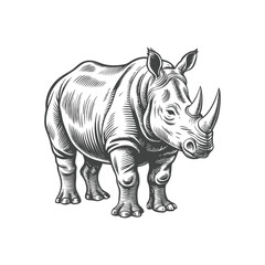Obraz premium rhino vintage engraving hand drawn illustration vector