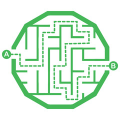 Illustration with simple labyrinth, maze conundrum for kids. Baby puzzle with entry and exit. Children riddle game.