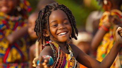 African child dancing and singing in a cultural festival