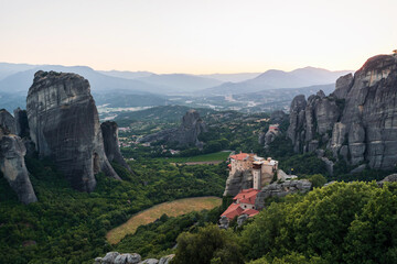 Obraz premium Meteora Monastery is one of the wonders of the world. Sunset in Meteora.