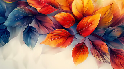 Vibrant Abstract Leaves in Warm and Cool Tones
