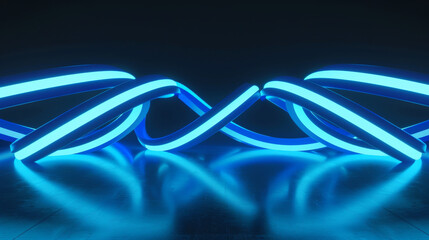 Intertwined blue neon rings create a mesmerizing and dynamic design, glowing enchantingly against a dark background, evoking a sense of infinity and fluid motion.