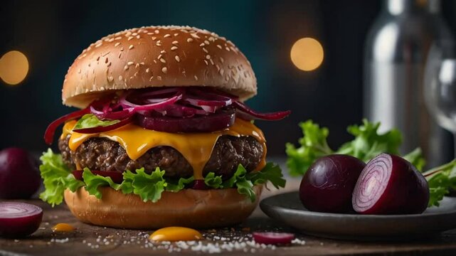 Hamburger with beets traditional food of Australia