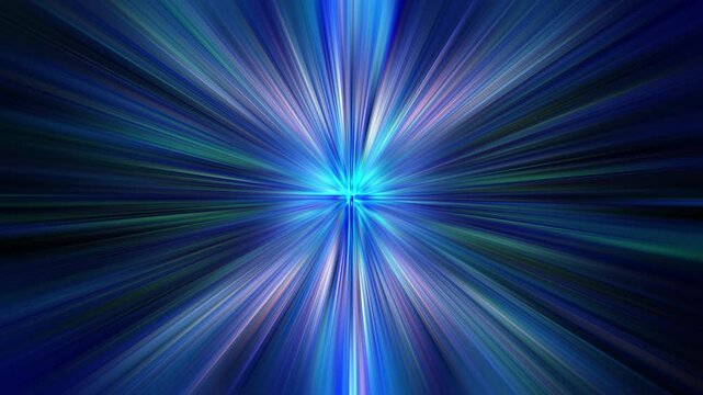 VJ Loop animation of beautiful center blue shine light ray background. Abstract motion background with shining lights. 