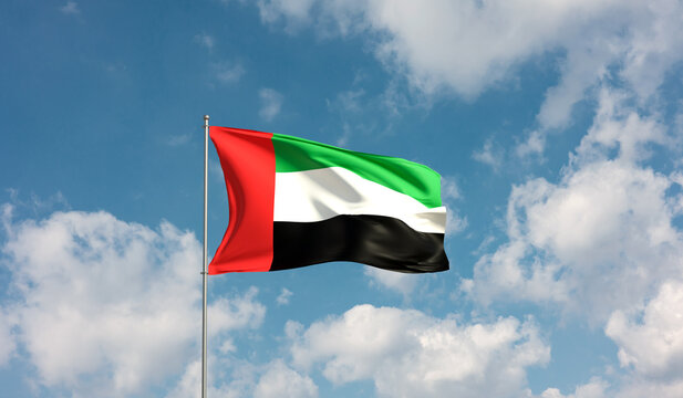 Flag China against cloudy sky. Country, nation, union, banner, government, Chinese culture, politics. 3D illustration