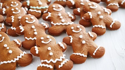 Festive Gingerbread Men Cookies on White Background for Holiday Season