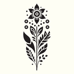 Boho Flower Decoration Elements Silhouette Vector Illustration