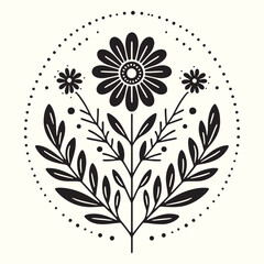 Boho Flower Decoration Elements Silhouette Vector Illustration
