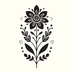 Boho Flower Decoration Elements Silhouette Vector Illustration