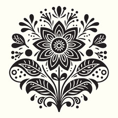 Boho Flower Decoration Elements Silhouette Vector Illustration