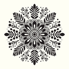 Boho Flower Decoration Elements Silhouette Vector Illustration