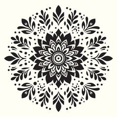 Boho Flower Decoration Elements Silhouette Vector Illustration