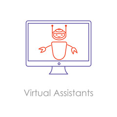 Fototapeta premium Virtual Assistant Icon with editable stroke.