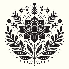 Boho Flower Decoration Elements Silhouette Vector Illustration