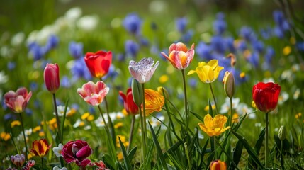 Colorful Tulip Field.