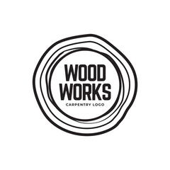 Obraz premium Carpentry, woodworking retro vintage vector logo design.