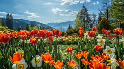Spring Flowers In The Mountain Landscape.
