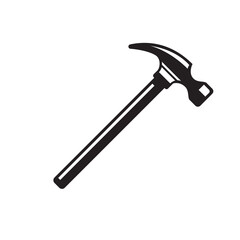 Hammer icon. Black, minimalist icon isolated on white background.