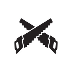 Fototapeta premium Crossed hand saw isolated vector graphics