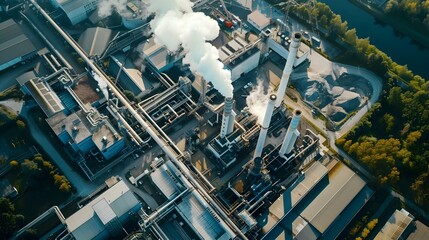Fototapeta premium Aerial View of a Cutting-Edge Waste-to-Energy Facility in