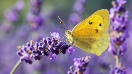 Yellow Butterfly on Lavender.