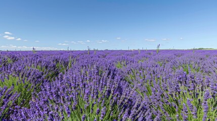 Naklejka premium Lavender Field under Blue Sky.