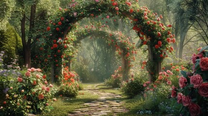Enchanting Rose Garden Path.