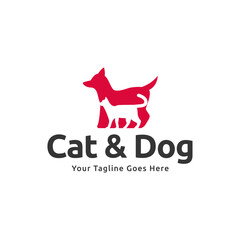 Obraz premium Dog and cat logo design. pet care concept element