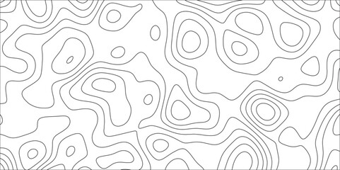 Abstract Topographic line art background. Mountain topographic terrain map background with white shape lines.Geographic map conceptual design.Black on white contour height lines.	
