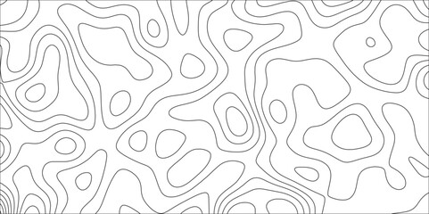 Abstract Topographic line art background. Mountain topographic terrain map background with white shape lines.Geographic map conceptual design.Black on white contour height lines.	
