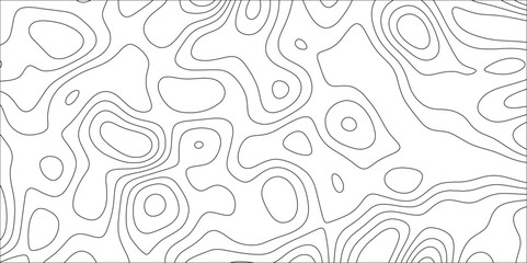 Abstract Topographic line art background. Mountain topographic terrain map background with white shape lines.Geographic map conceptual design.Black on white contour height lines.	
