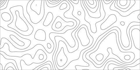 Fototapeta premium Abstract Topographic line art background. Mountain topographic terrain map background with white shape lines.Geographic map conceptual design.Black on white contour height lines. 