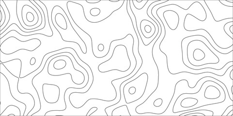 Abstract Topographic line art background. Mountain topographic terrain map background with white shape lines.Geographic map conceptual design.Black on white contour height lines.	
