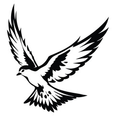 Fototapeta premium Majestic flying bird tribal tattoo design with intricate details and bold lines, representing freedom and strength. Perfect for body art enthusiasts.