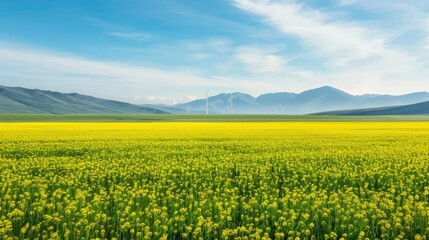 Obraz premium Renewable energy sources like wind turbines, conservation, change for a greener planet