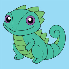 Cute Basilisk Vector Illustration, Cartoon, Clipart, and Line Art Design, Adorable basilisk vector illustration, perfect for digital and print design projects 
