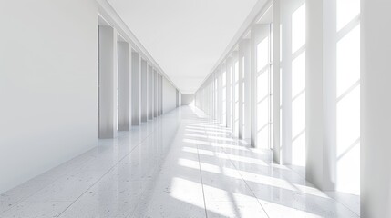 Obraz premium Modern white background. Empty Long Light Corridor. 
