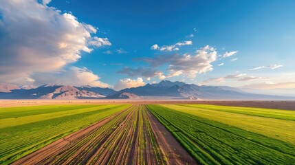 Obraz premium Desert landscape expanding into arable land, global warming, environmental impact