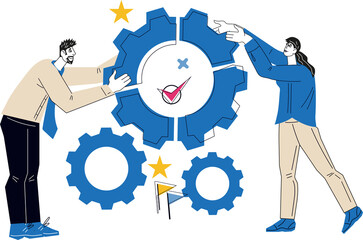 Business cooperation or establishing teamwork.  Teamwork, collaboration, partnership concept.