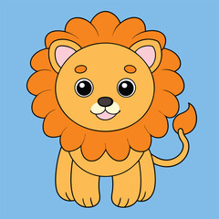 Cute Lion Vector Illustration - Cartoon, Clipart, and Line Art Design, Charming lion vector illustration, ideal for digital and print design projects