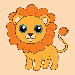 Fototapeta premium Cute Lion Vector Illustration - Cartoon, Clipart, and Line Art Design, Charming lion vector illustration, ideal for digital and print design projects