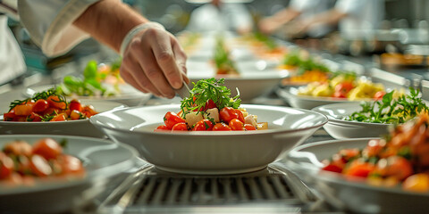 Obraz premium chef prepares the food in the kitchen