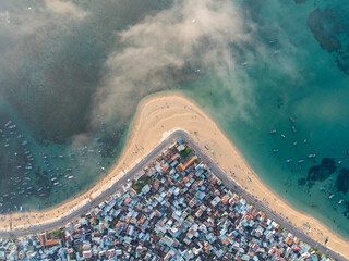 Aerial view of Hon Kho island, Quy Nhon, Vietnam. Vietnam coastline in beautiful sunny day