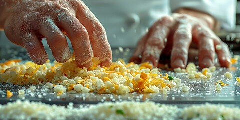 chef prepares the food in the kitchen