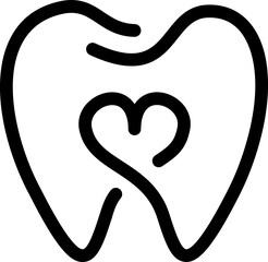 minimalist dental logo with heart in tooth icon