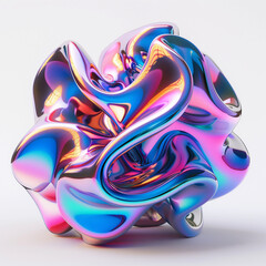 Obraz premium Generative AI illustration. 3D fluid abstract holographic colored shape