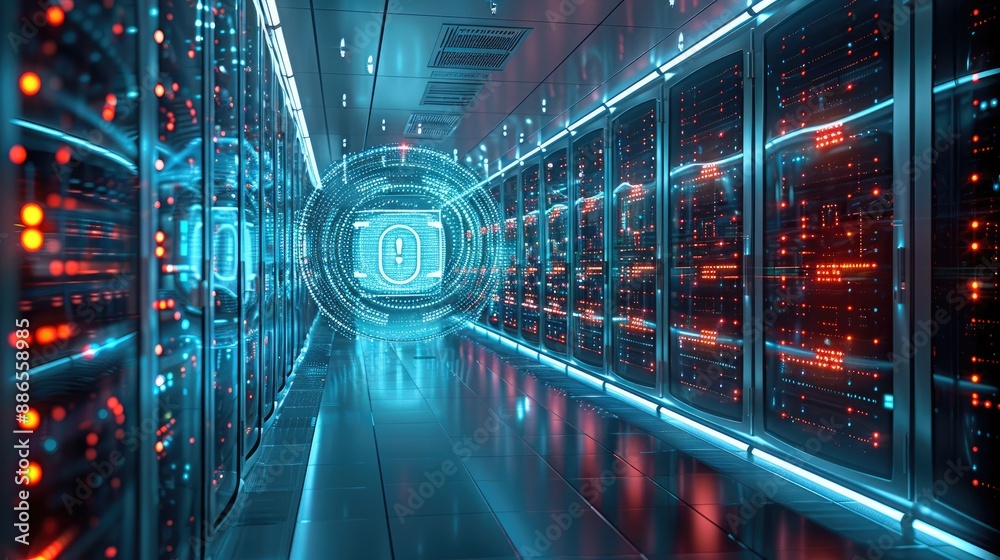 Poster Improving Online Security Through Encrypted Connections, Password Protection, and Cybersecurity Technology. Concept Cybersecurity Technology, Encrypted Connections. Generative AI.
