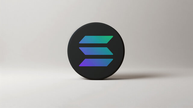 Solana 3d logo coin icon on a light background
