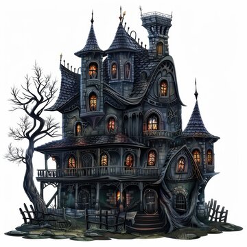 spooky haunted house dark gray clip art preview
