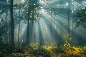Mystical Sunlit Forest